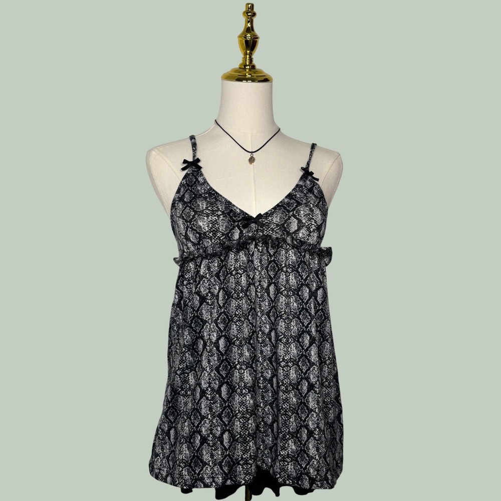 joan vass black white babydoll camisole bow ruffles coquette y2k whimsigoth